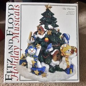 Fitz & Floyd 2003 Holiday Musicals "The Flurries" Music Box WE WISH YOU A MERRY